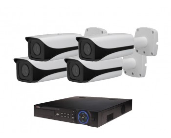 COMMERCIAL GRADE VISTA  IP SYSTEM INCLUDES 4 HD IP 3MP CAMERA  2.7TO 12MM WITH MOTORIZED LENS NIGHT VISION RANGE 120', HD-NVR WITH 3TB HARD DRIVE WITH POE & 04 CABLES